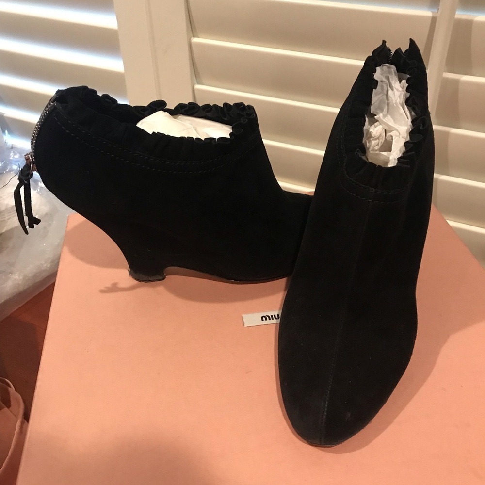 Miu Miu Black Suede Ankle Boots
